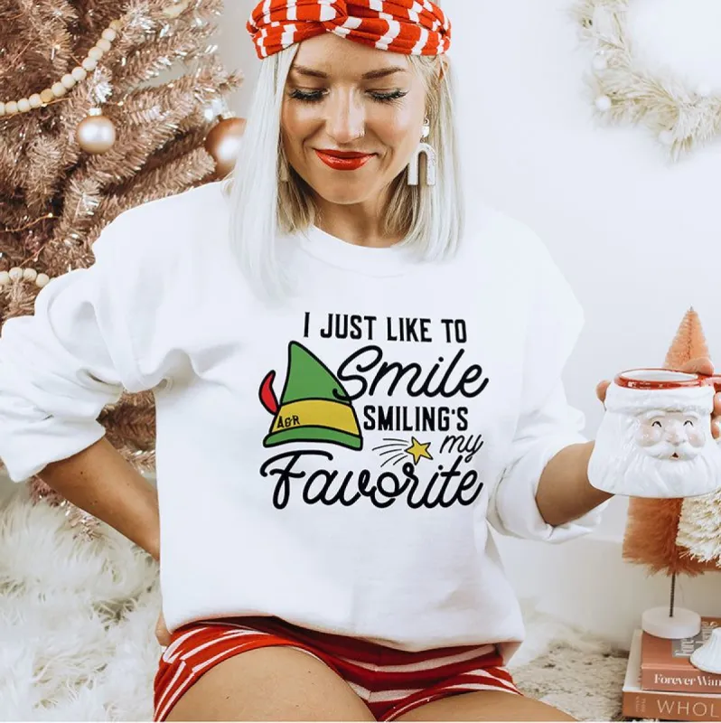 Smiling's My Favorite Elf Crewneck Pre-Order sold by Ally and Rae