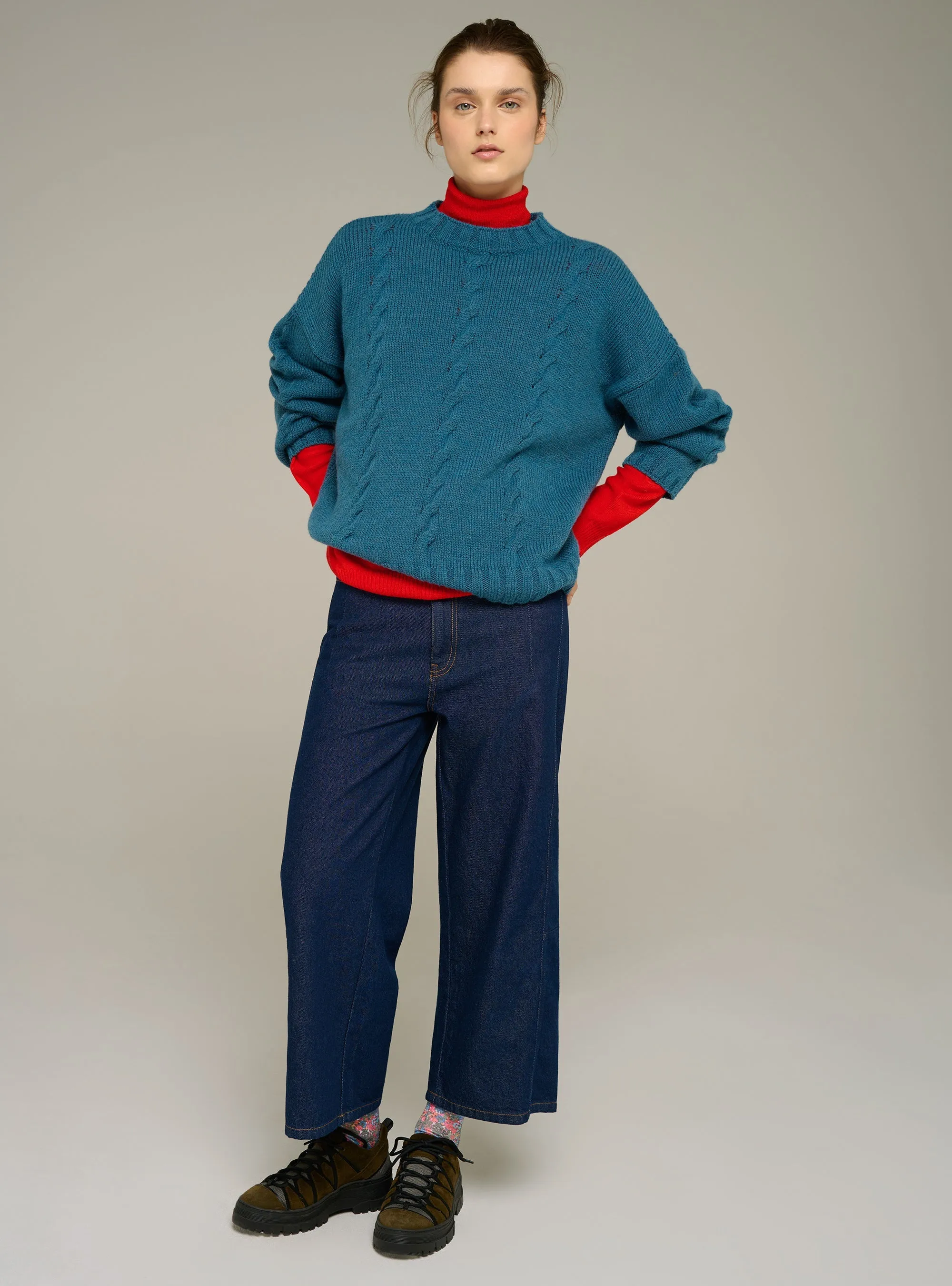 Pull col rond oversize en maille torsadée sold by Cotelac product image thumbnail 2