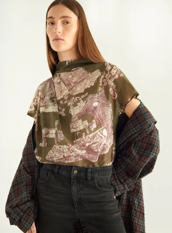 Blouse drapée en voile coton/soie made by Cotelac