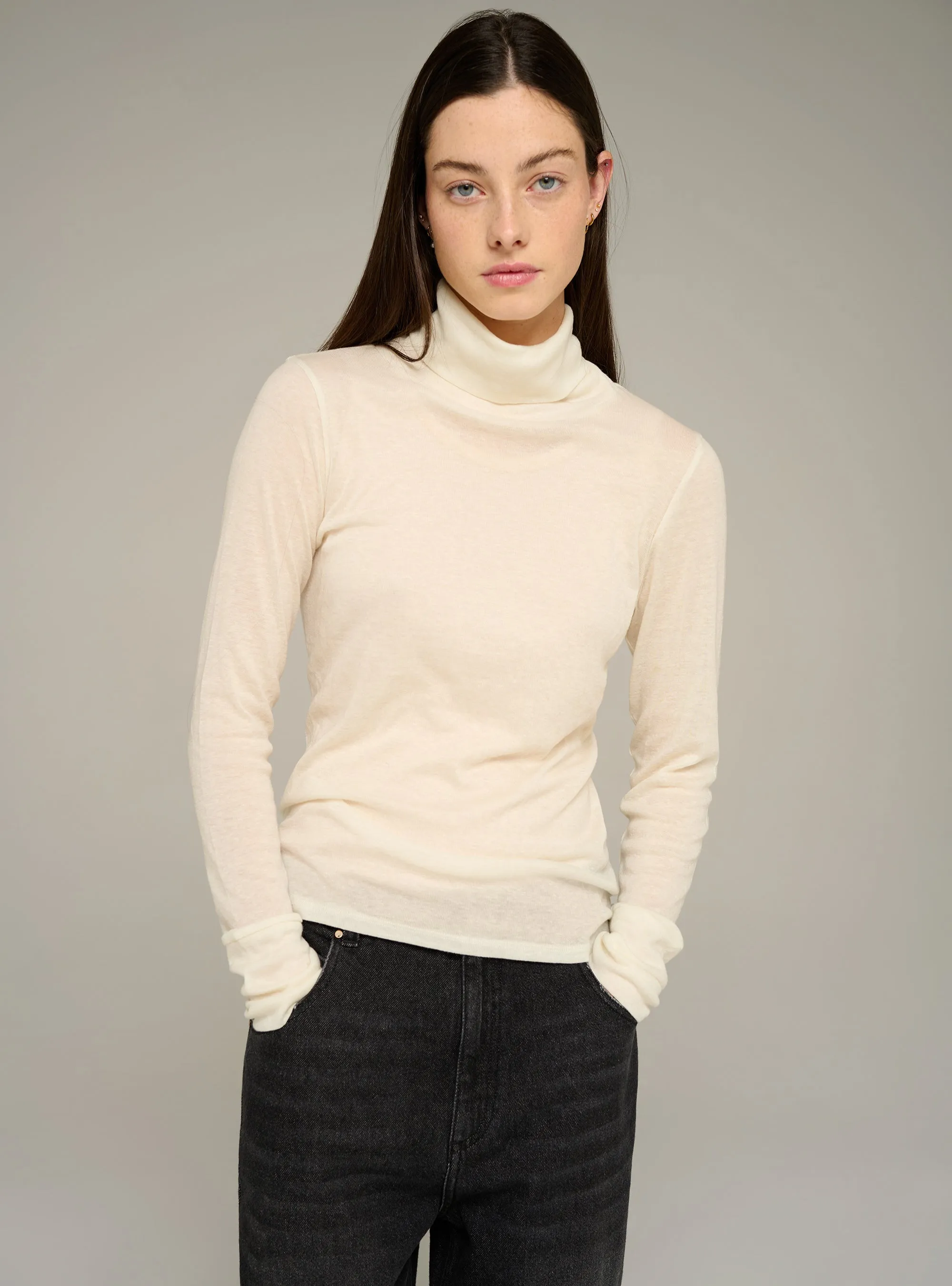 Sous-pull manches longues col roulé ajusté en jersey sold by Cotelac