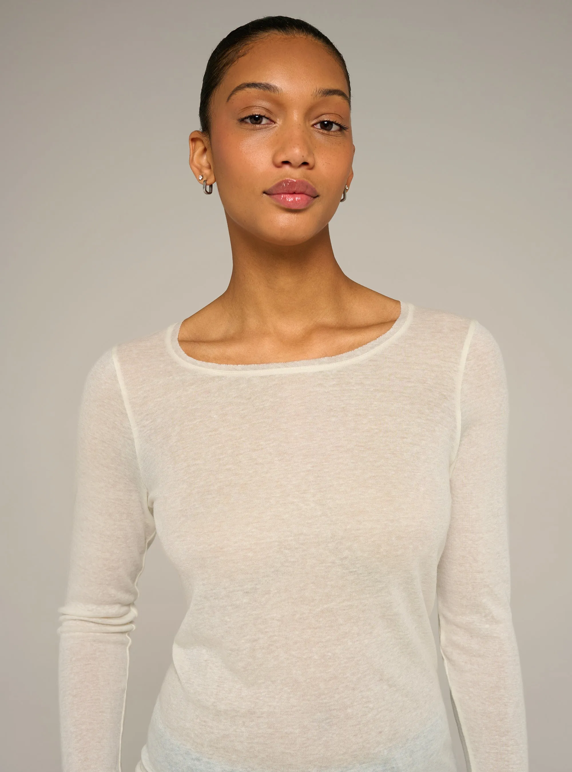 Tee-shirt manches longues col rond ajusté en jersey sold by Cotelac