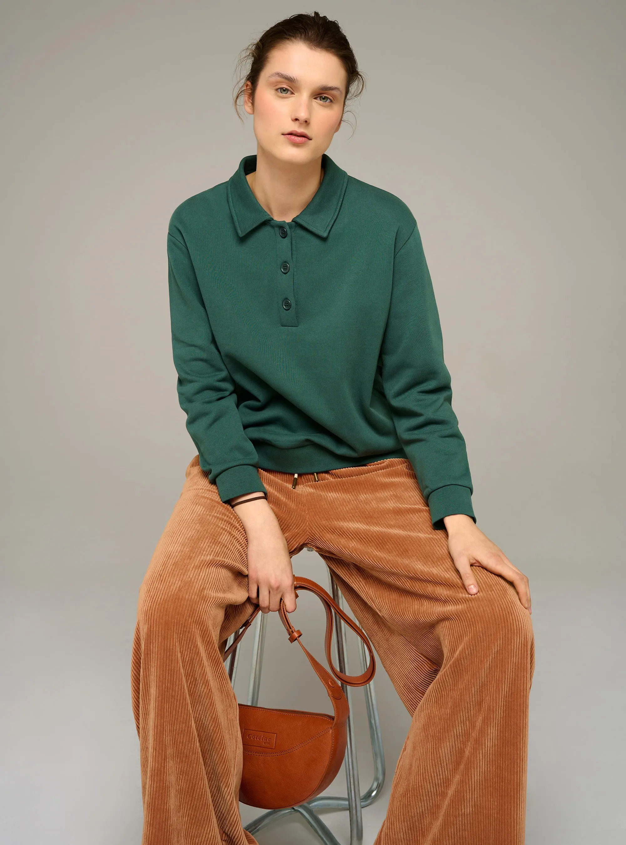 Sweat oversize col polo en coton biologique sold by Cotelac