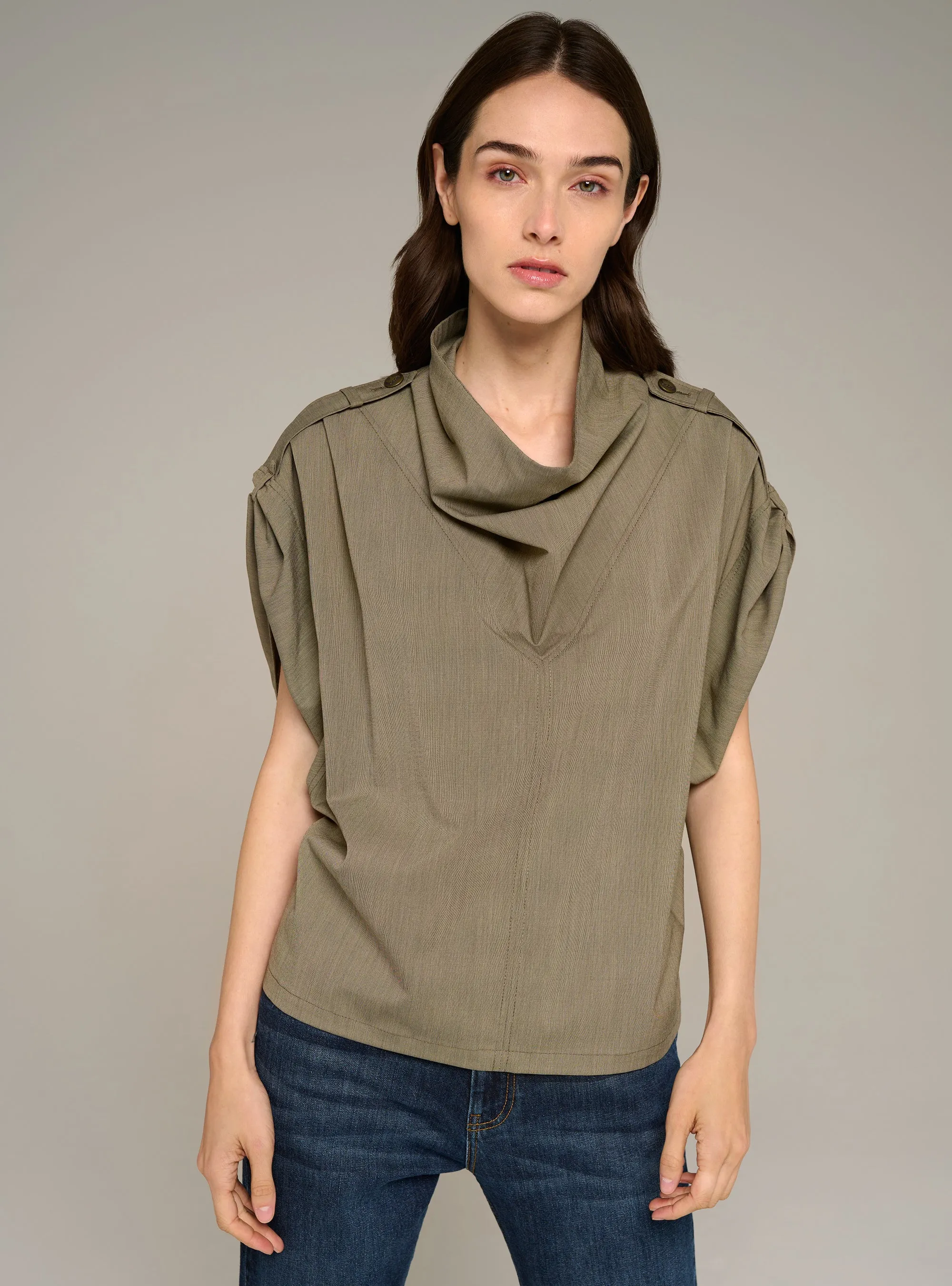 Blouse oversize col bénitier manches courtes à rayures sold by Cotelac product image thumbnail 3