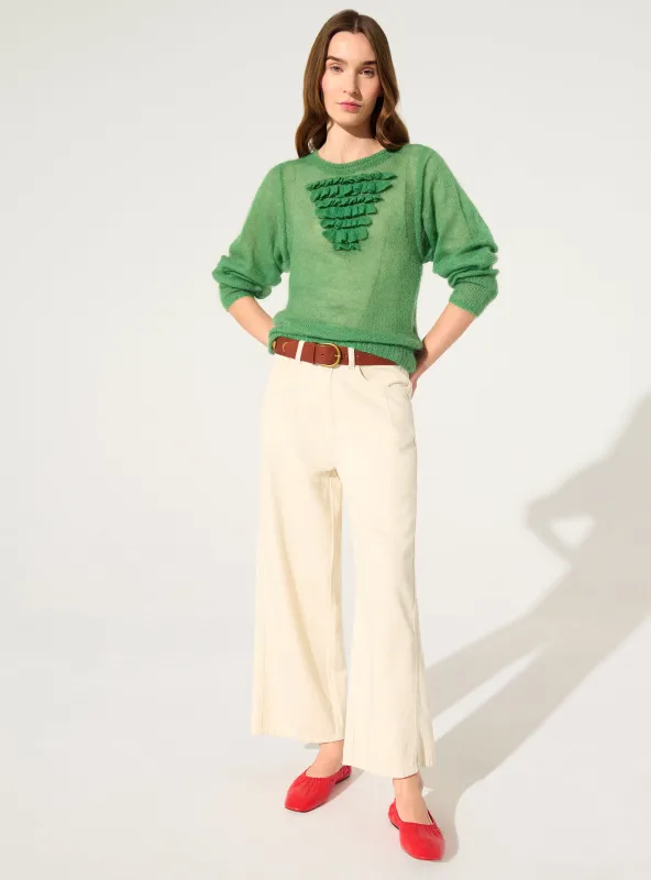 Pull en mohair et laine vert made by Cotelac