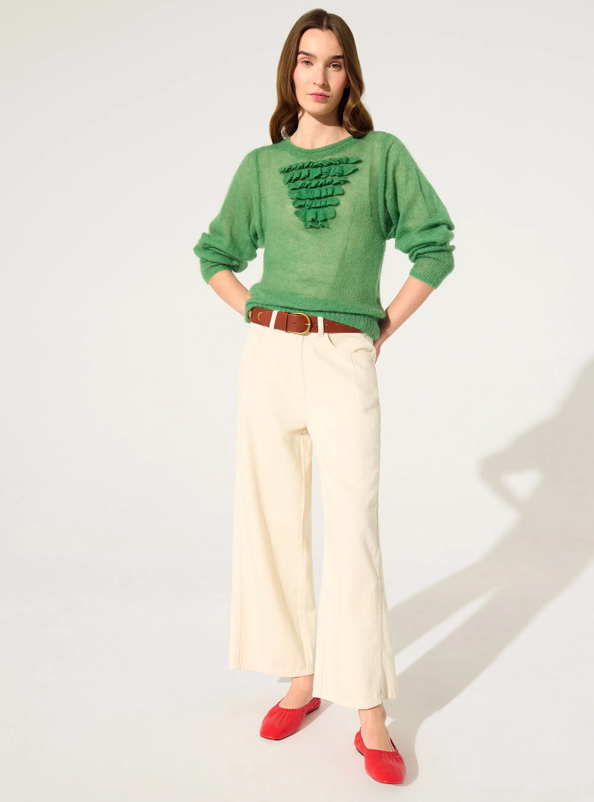 Pull en mohair et laine vert sold by Cotelac