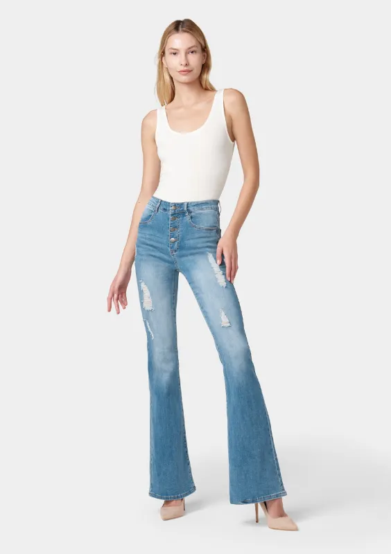 Tall Cindy Distressed Flare Jeans sold by Alloy Apparel