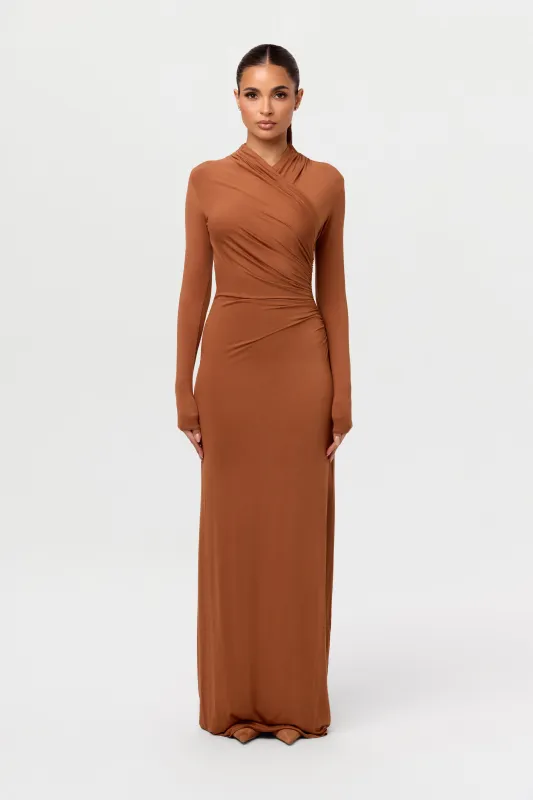 Modal Overlay Ruched Maxi Dress sold by Naked Wardrobe