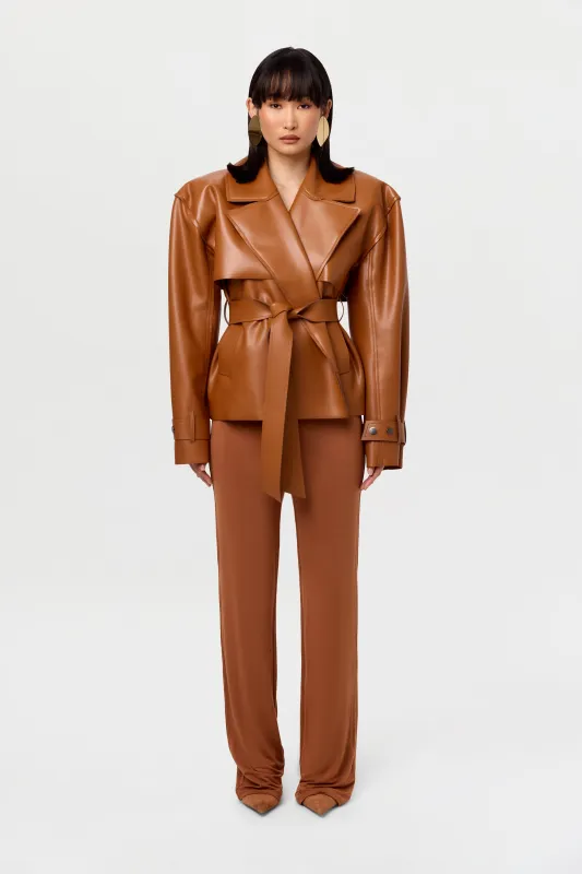 Vegan Leather Cropped Trench Jacket sold by Naked Wardrobe