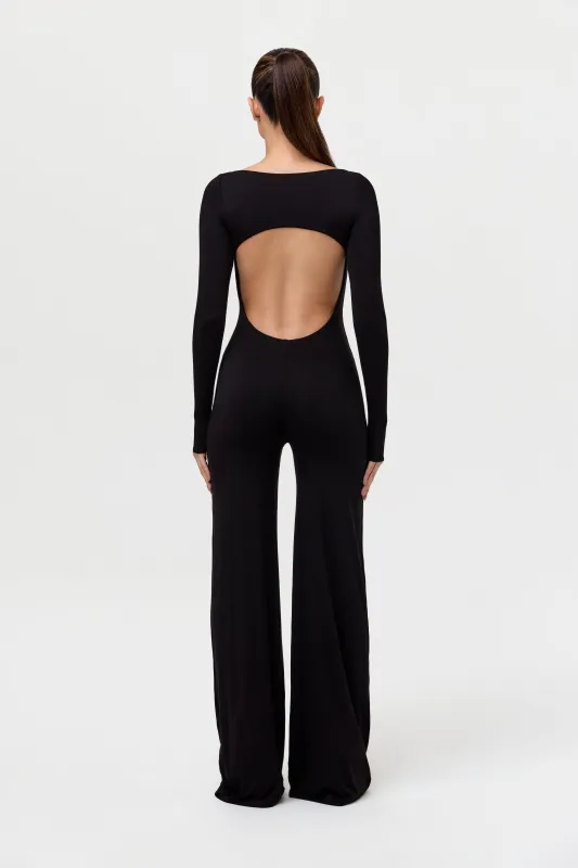 Smooth Boatneck Open Back Jumpsuit sold by Naked Wardrobe