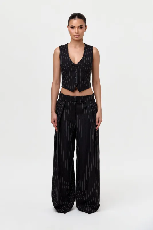 Suiting Pinstripe Wide-Leg Pant made by Naked Wardrobe