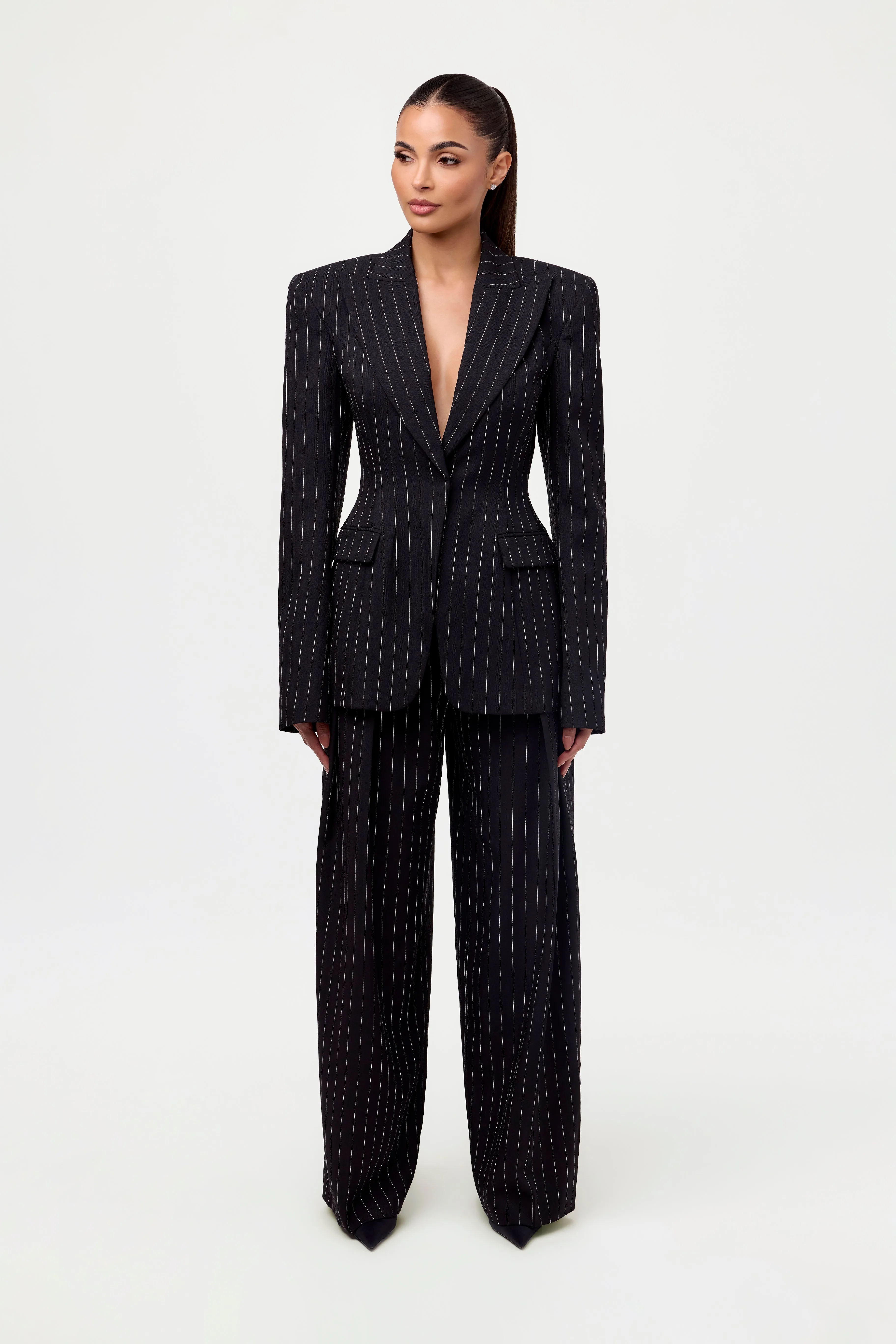 Pinstripe Suited Blazer sold by Naked Wardrobe product image thumbnail 3