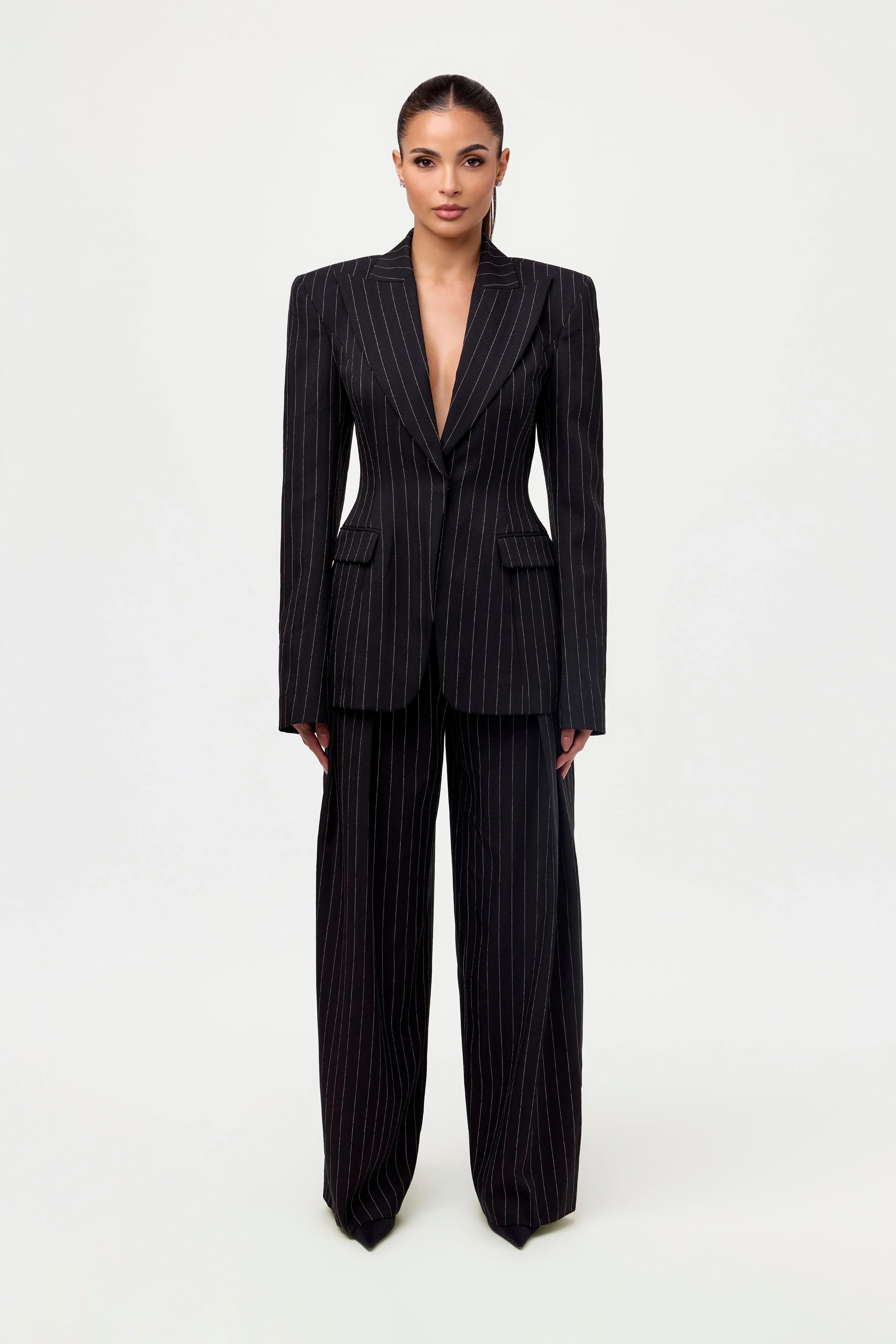 Pinstripe Suited Blazer sold by Naked Wardrobe
