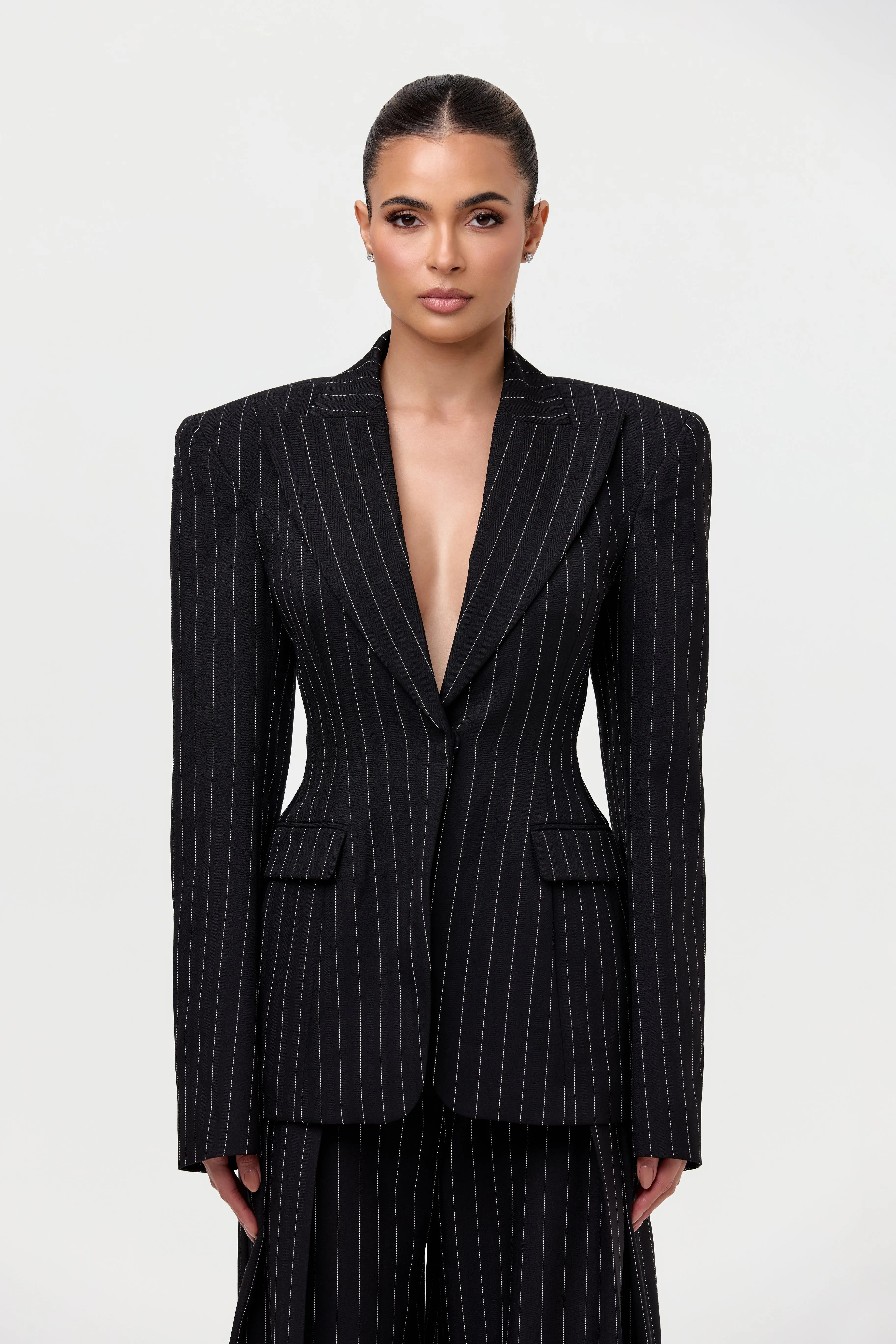 Pinstripe Suited Blazer sold by Naked Wardrobe product image thumbnail 2