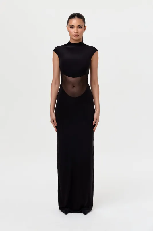 Hourglass Mesh Contrast Maxi Dress sold by Naked Wardrobe