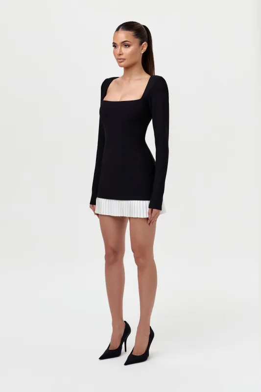 Pleated Contrast Mini Dress sold by Naked Wardrobe