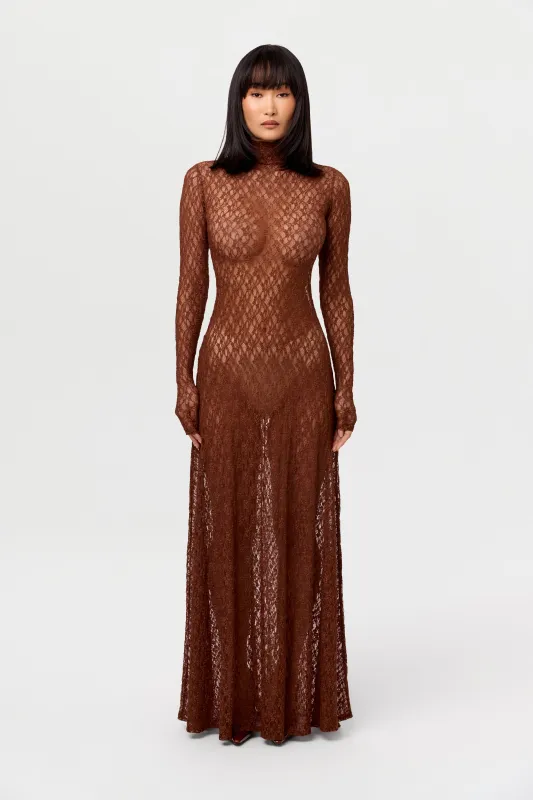 Stretch Lace Turtleneck Maxi Dress sold by Naked Wardrobe