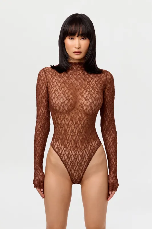 Stretch Lace Turtleneck Bodysuit sold by Naked Wardrobe