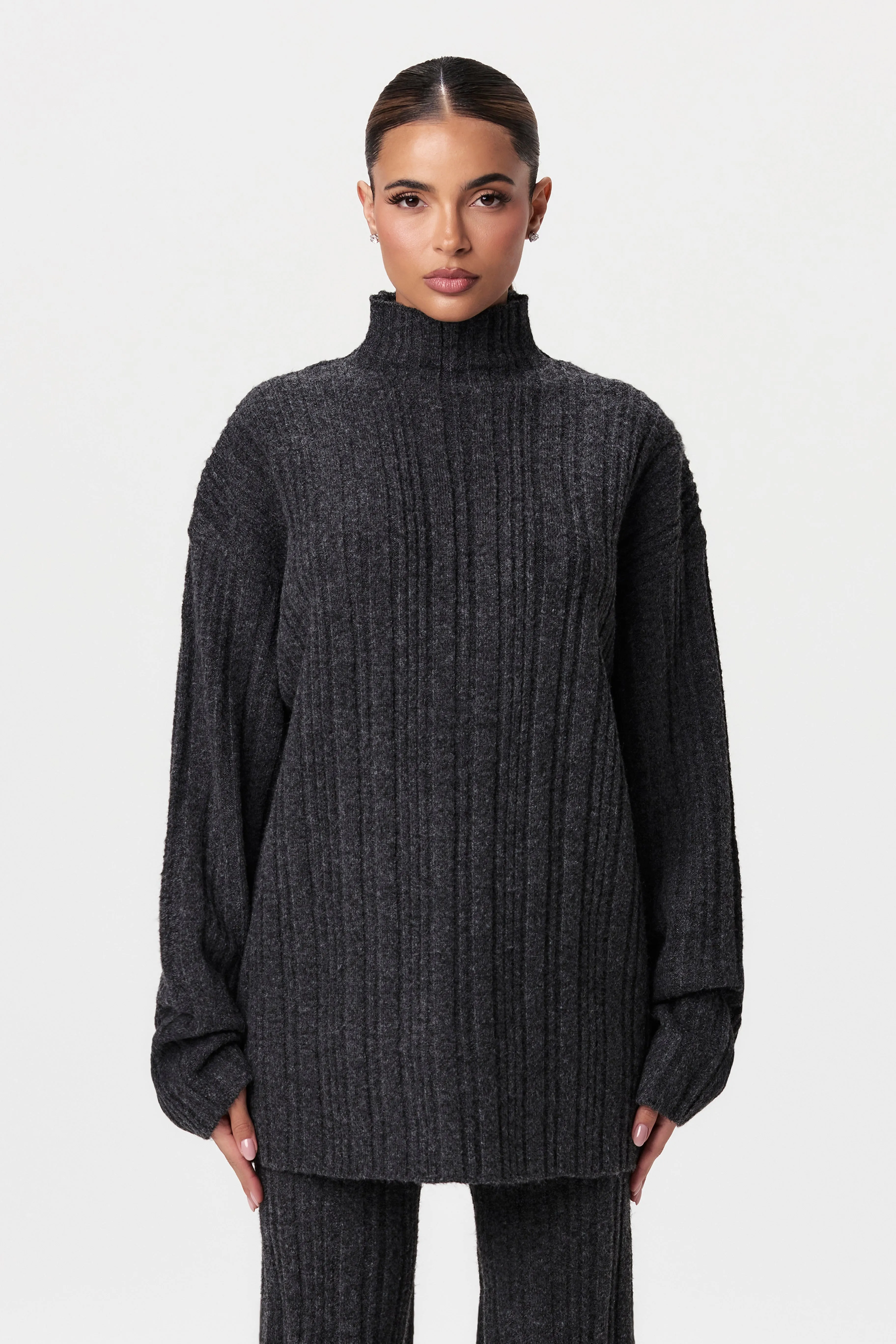 Ribbed-Knit Oversized Sweater Top sold by Naked Wardrobe