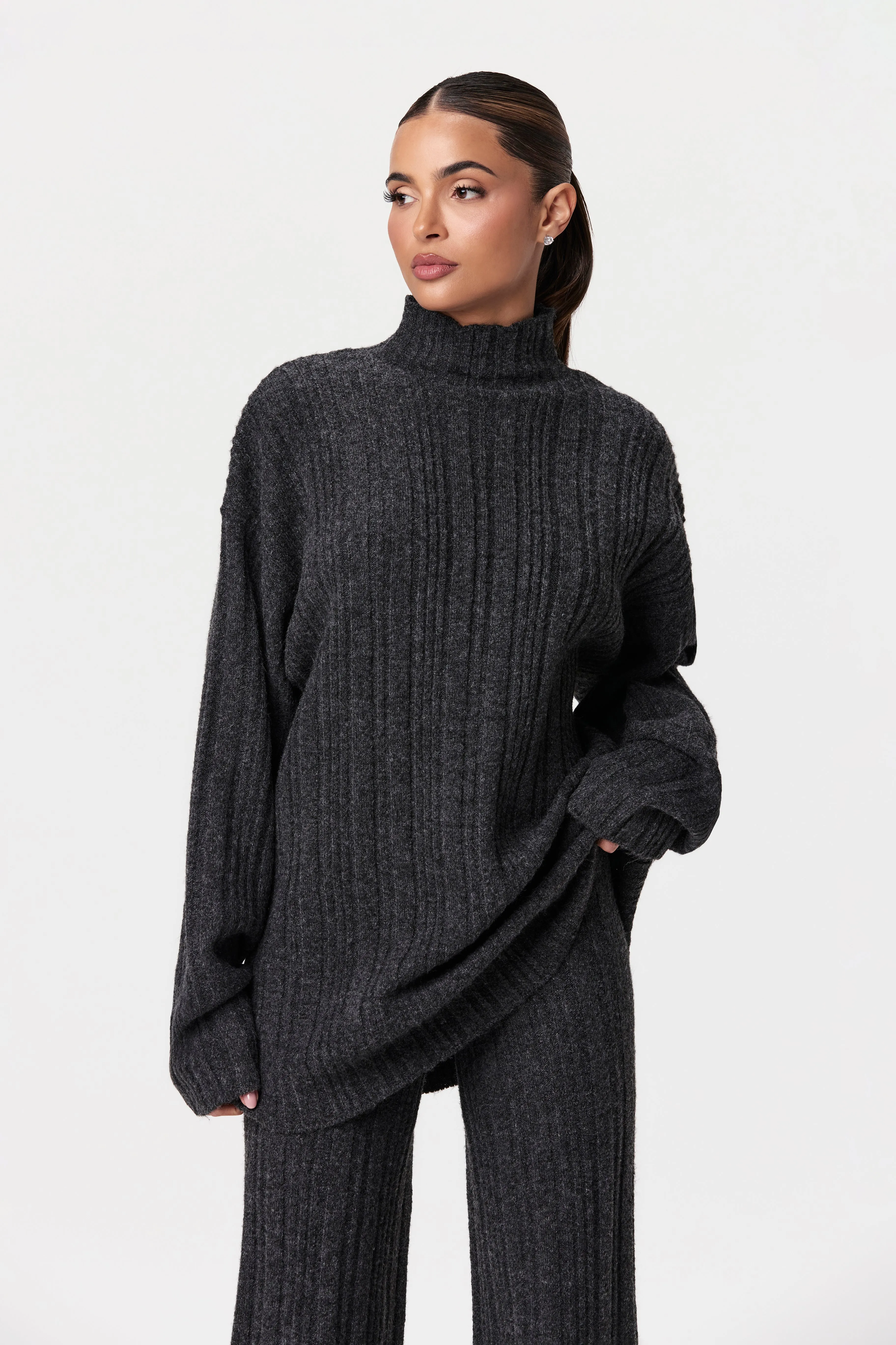 Ribbed-Knit Oversized Sweater Top sold by Naked Wardrobe product image thumbnail 2