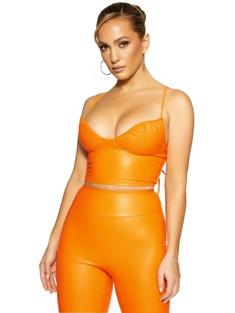 Vegan Leather Tie Crop Top sold by Naked Wardrobe