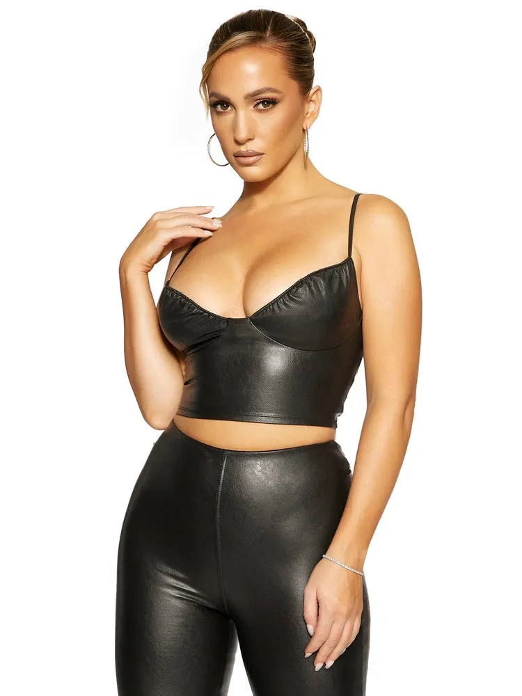Vegan Leather Tie Crop Top sold by Naked Wardrobe product image thumbnail 5