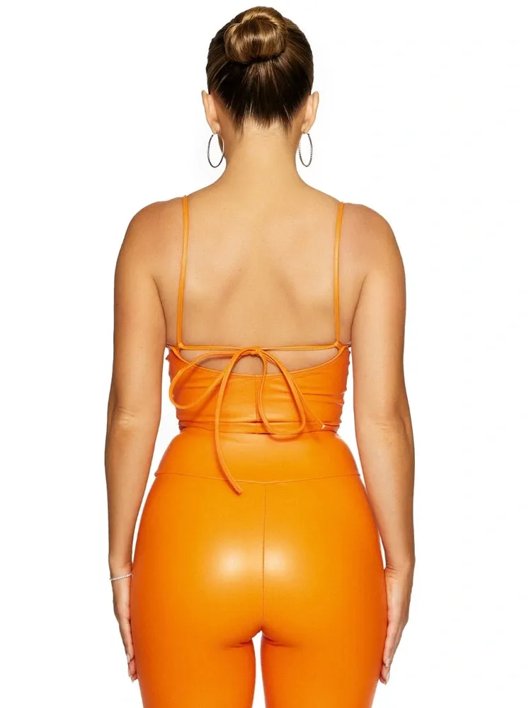 Vegan Leather Tie Crop Top sold by Naked Wardrobe product image thumbnail 4