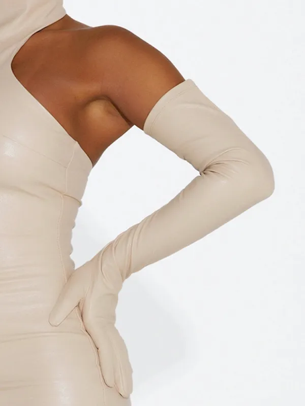 Vegan Leather Long Gloves sold by Naked Wardrobe
