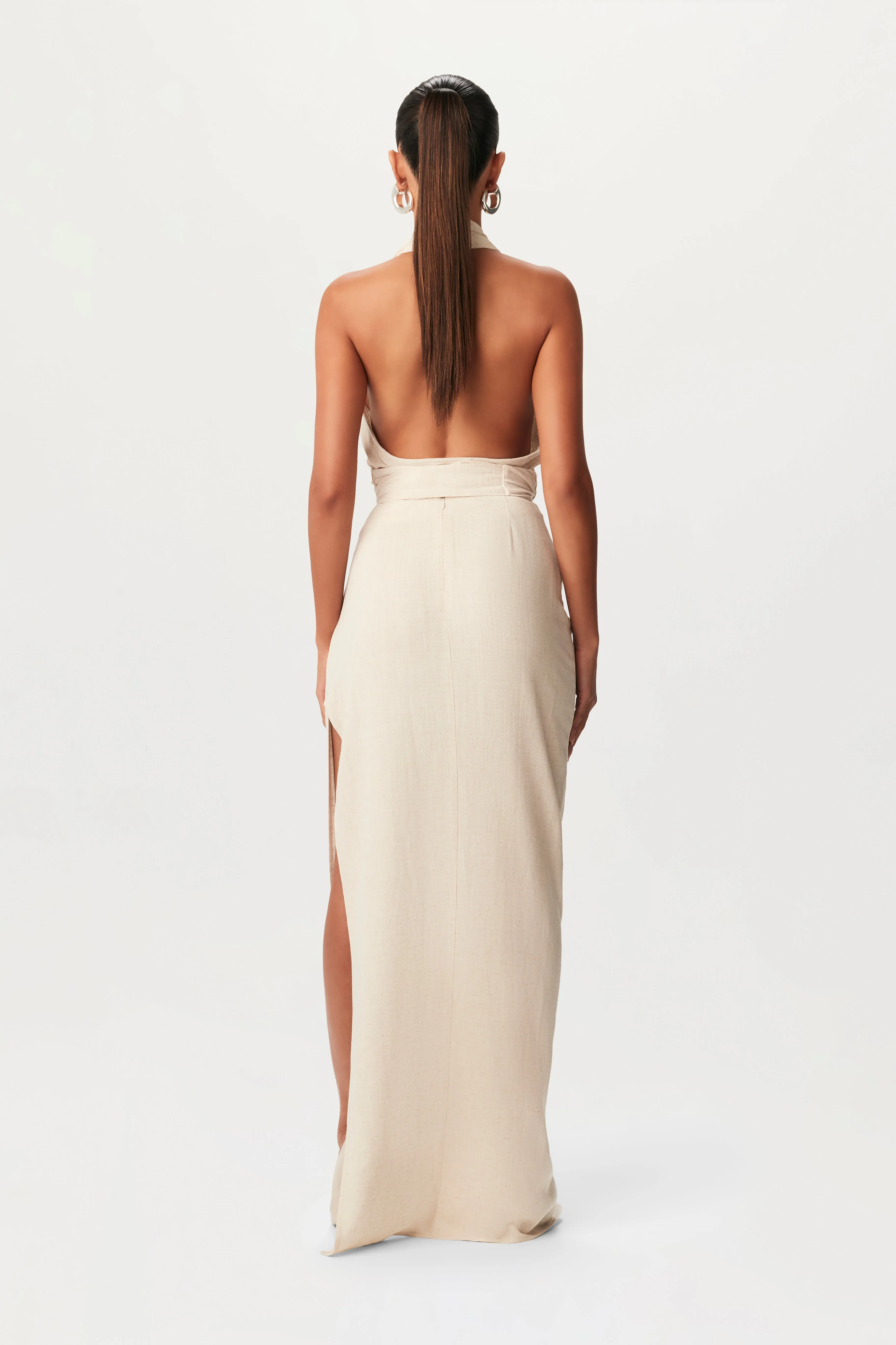 Linen High Slit Maxi Skirt sold by Naked Wardrobe product image thumbnail 3