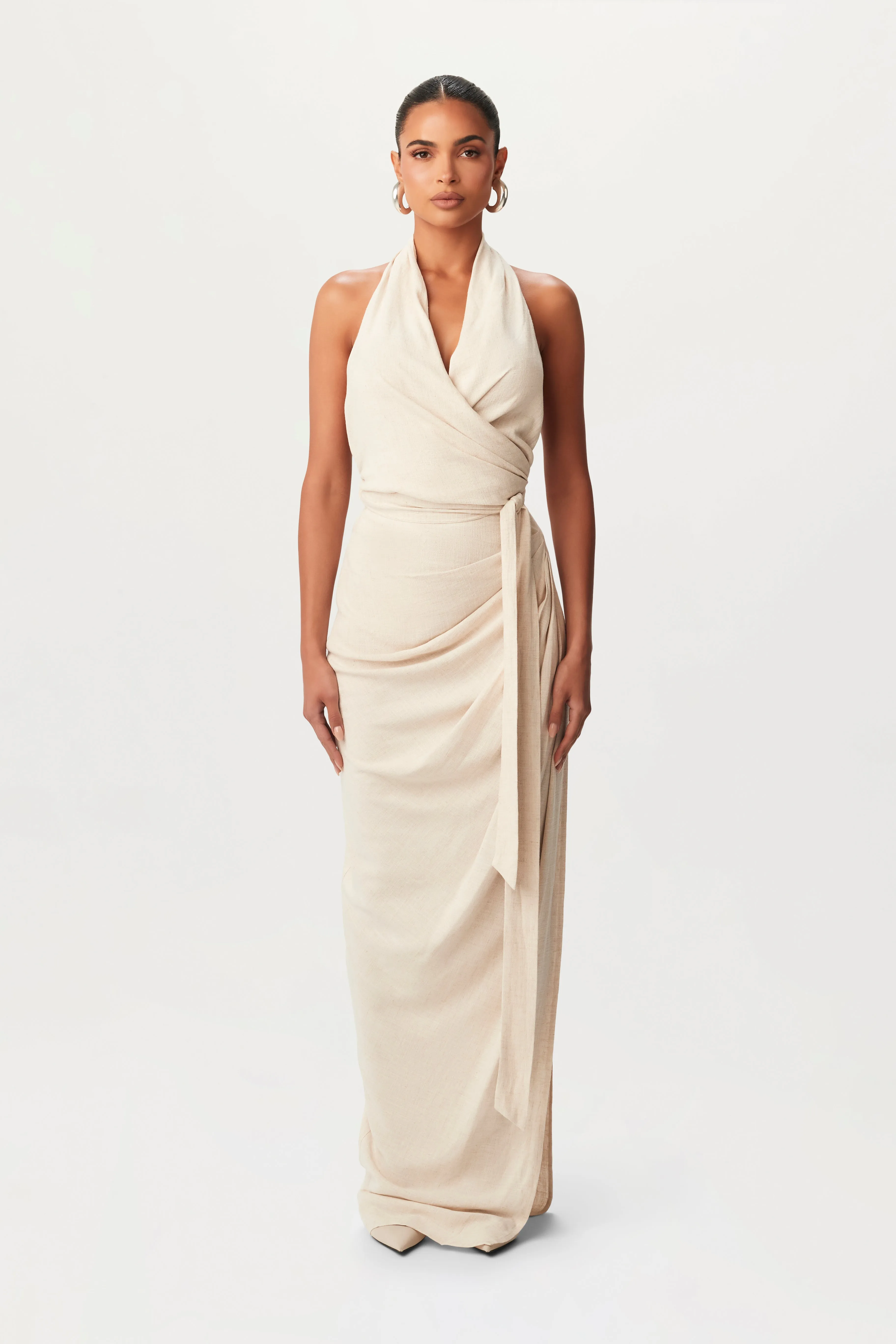 Linen High Slit Maxi Skirt sold by Naked Wardrobe