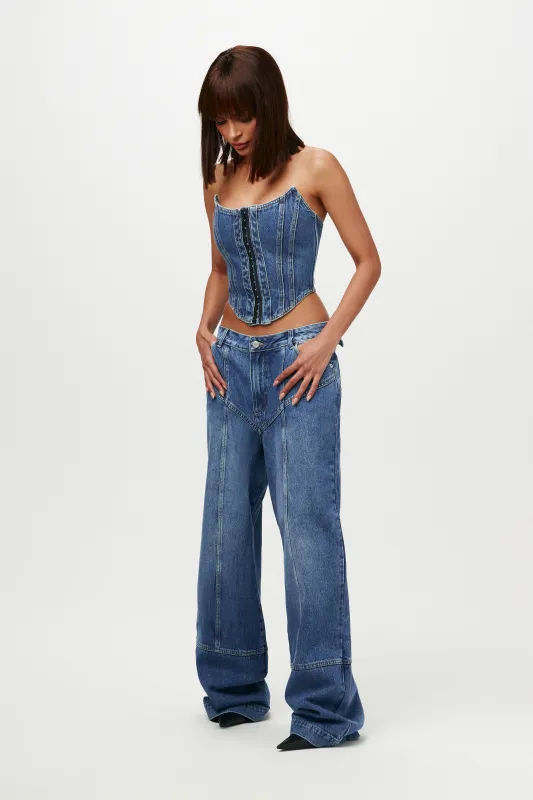 Denim Wide-leg Pants sold by Naked Wardrobe