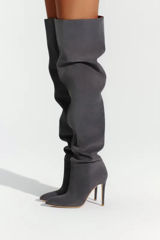 Suede Thigh High Boot sold by Naked Wardrobe