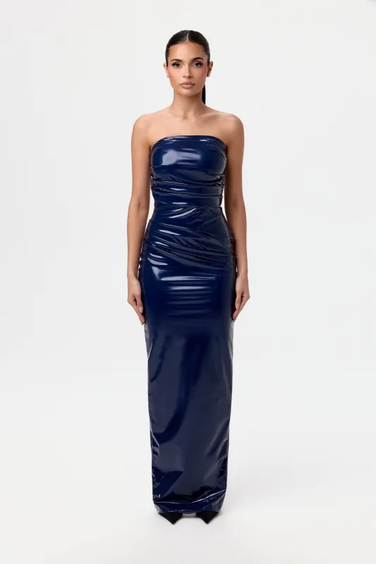 Vinyl Pleated Tube Maxi Dress sold by Naked Wardrobe