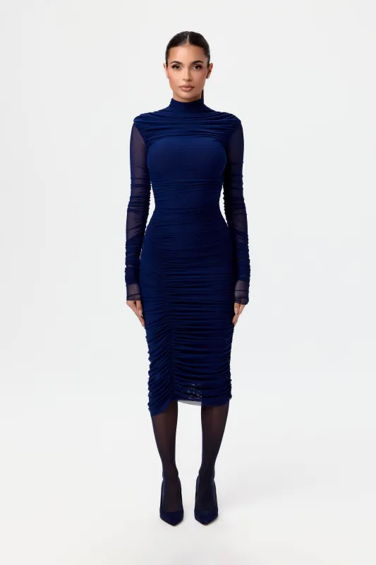 Mesh Ruched Sculpt Midi Dress sold by Naked Wardrobe