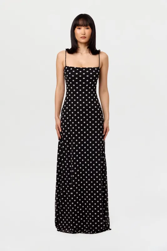Polka Dot A-Line Maxi Dress sold by Naked Wardrobe