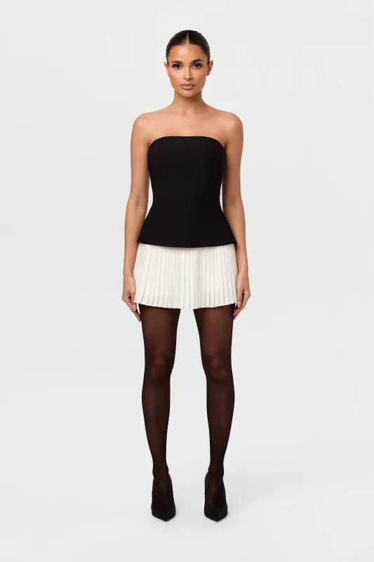 Pleated Tube Contrast Mini Dress sold by Naked Wardrobe