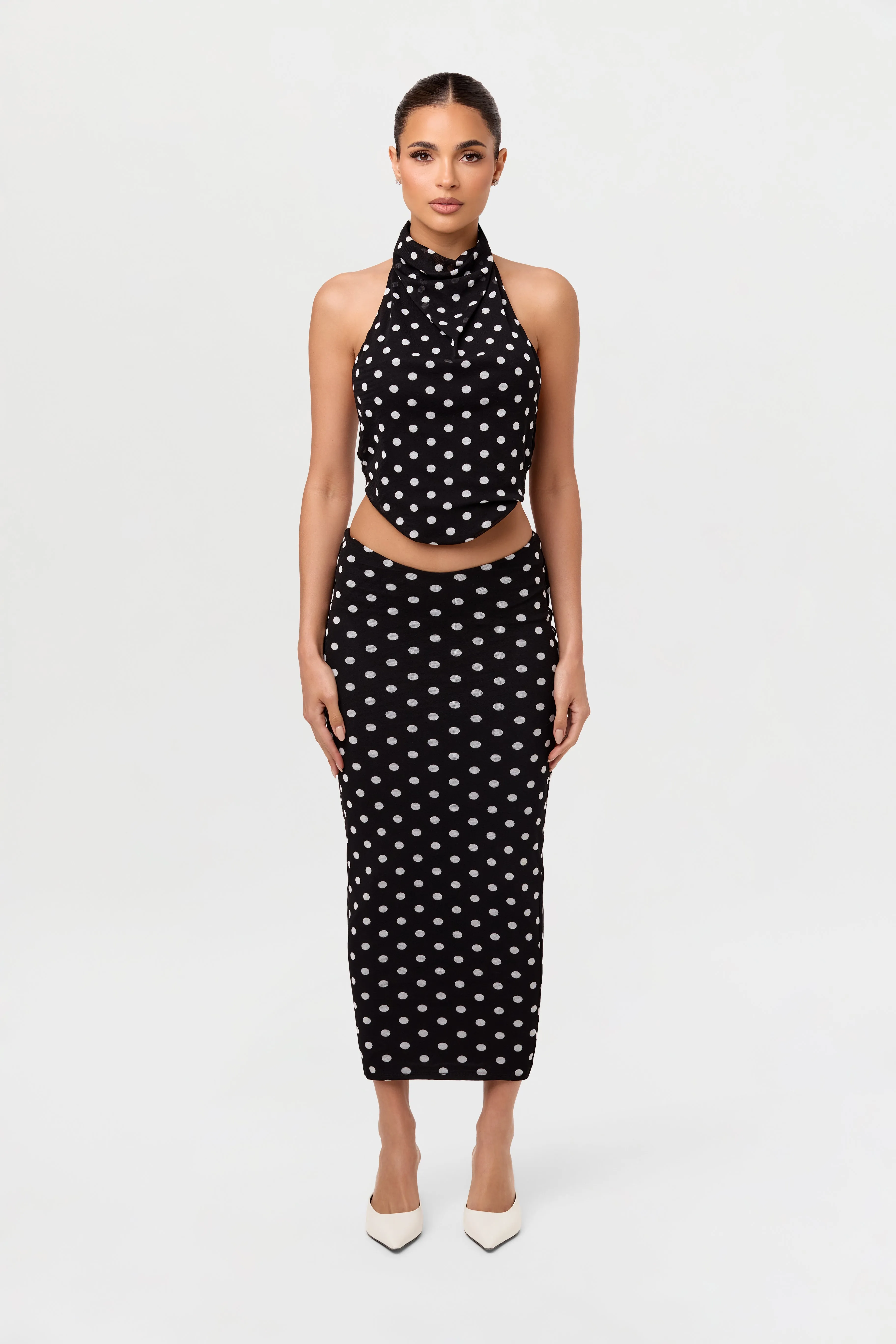 Polka Dot Midi Skirt sold by Naked Wardrobe