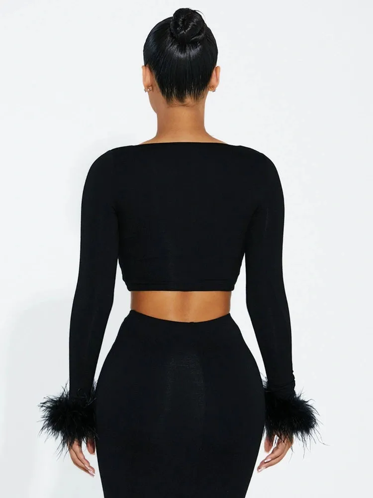 Fine Feather Crop Top sold by Naked Wardrobe product image thumbnail 5