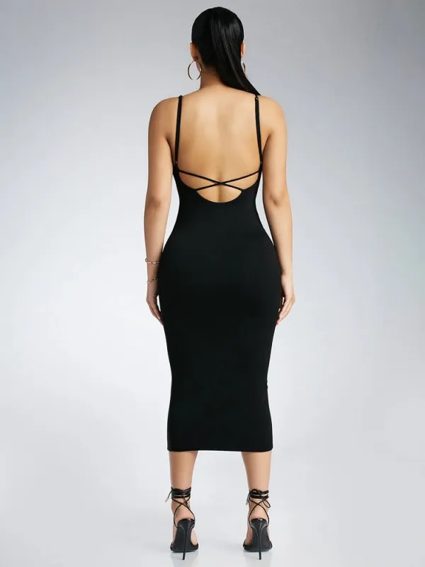 Criss Cross Low Back Midi Tank Dress sold by Naked Wardrobe