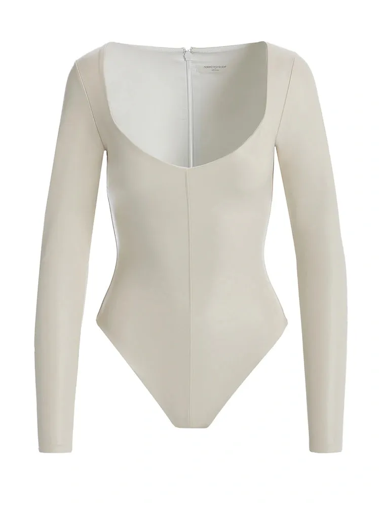 VEGAN LEATHER V-NECK BODYSUIT sold by Naked Wardrobe product image thumbnail 5