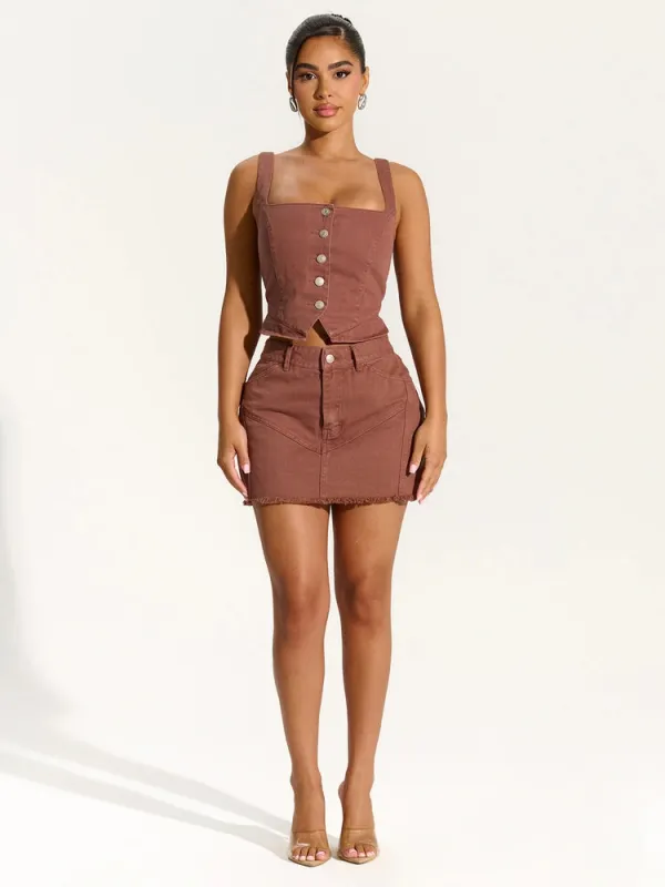 Denim Button Up Corset sold by Naked Wardrobe