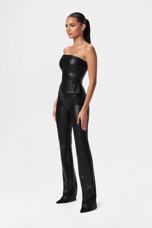 Croc Vegan Leather Bootcut Pants sold by Naked Wardrobe