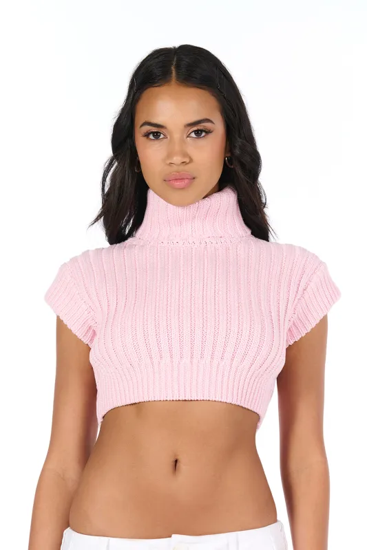 Bouclé Knit Sleeveless Cropped Sweater sold by Naked Wardrobe