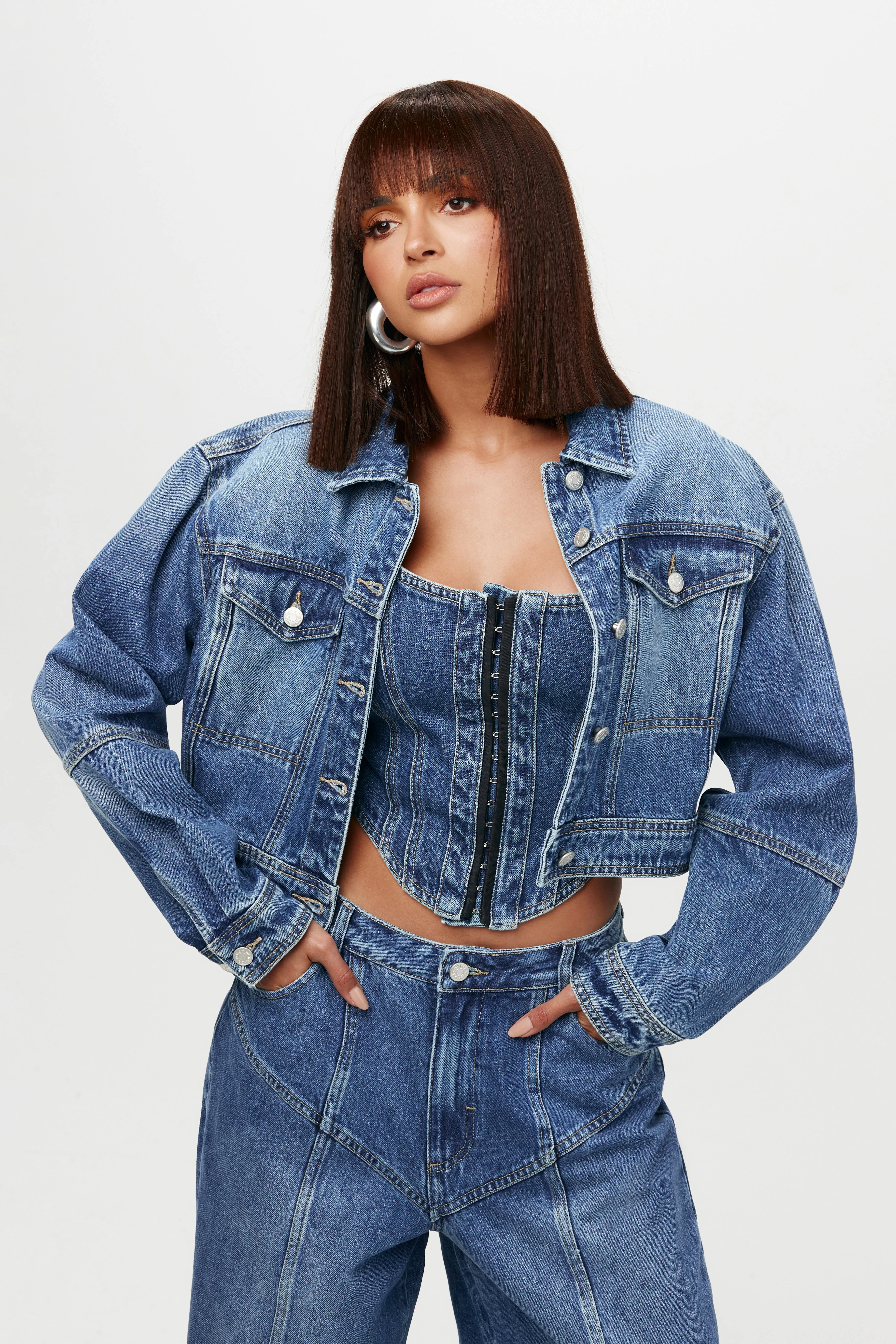 Cropped Denim Jacket sold by Naked Wardrobe product image thumbnail 2