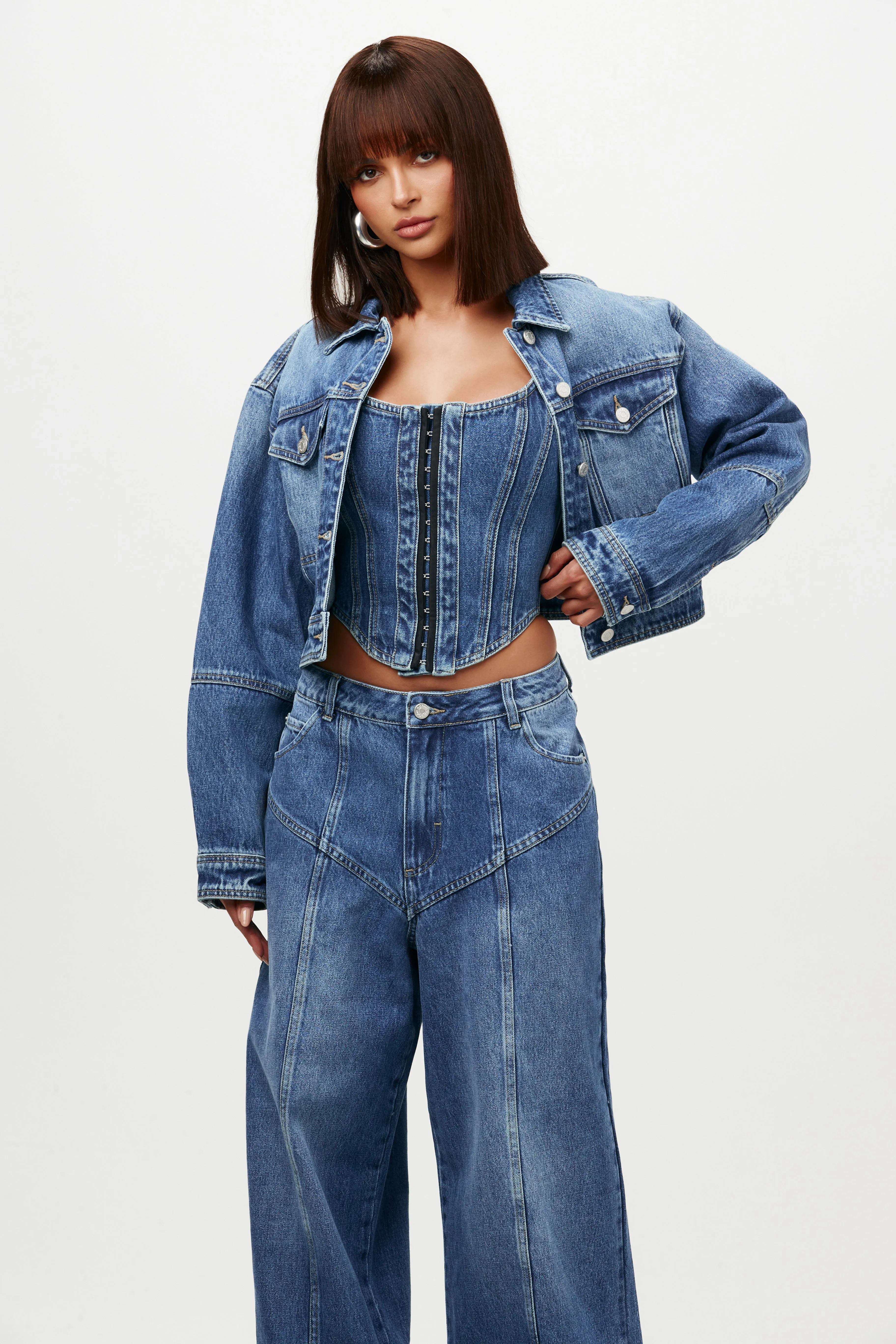 Cropped Denim Jacket sold by Naked Wardrobe product image thumbnail 5