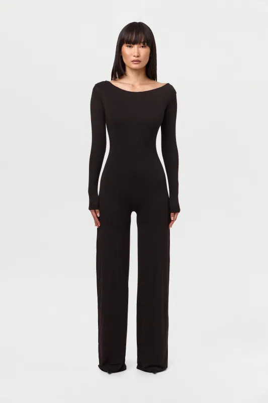 Smooth Boatneck Wide Leg Jumpsuit sold by Naked Wardrobe