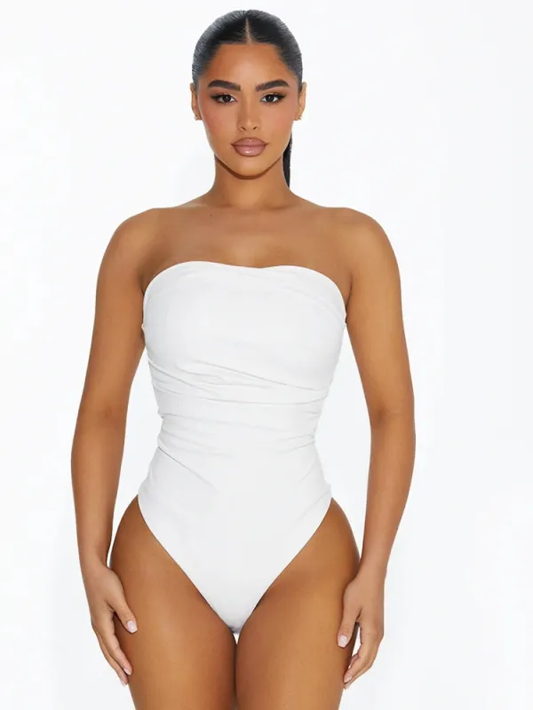Vegan Leather Pleated Tube Bodysuit sold by Naked Wardrobe