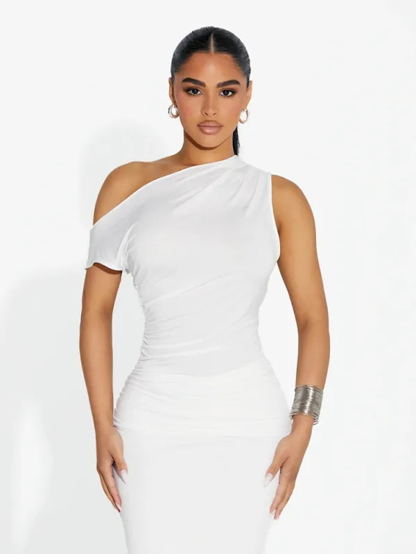 ASYMMETRICAL DRAPE TOP sold by Naked Wardrobe