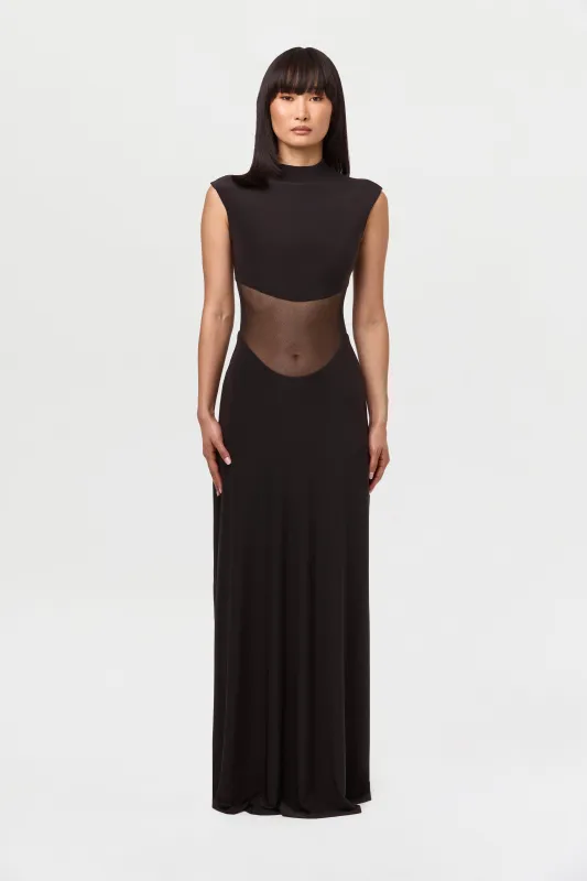 Hourglass Mesh Flare Maxi Dress sold by Naked Wardrobe