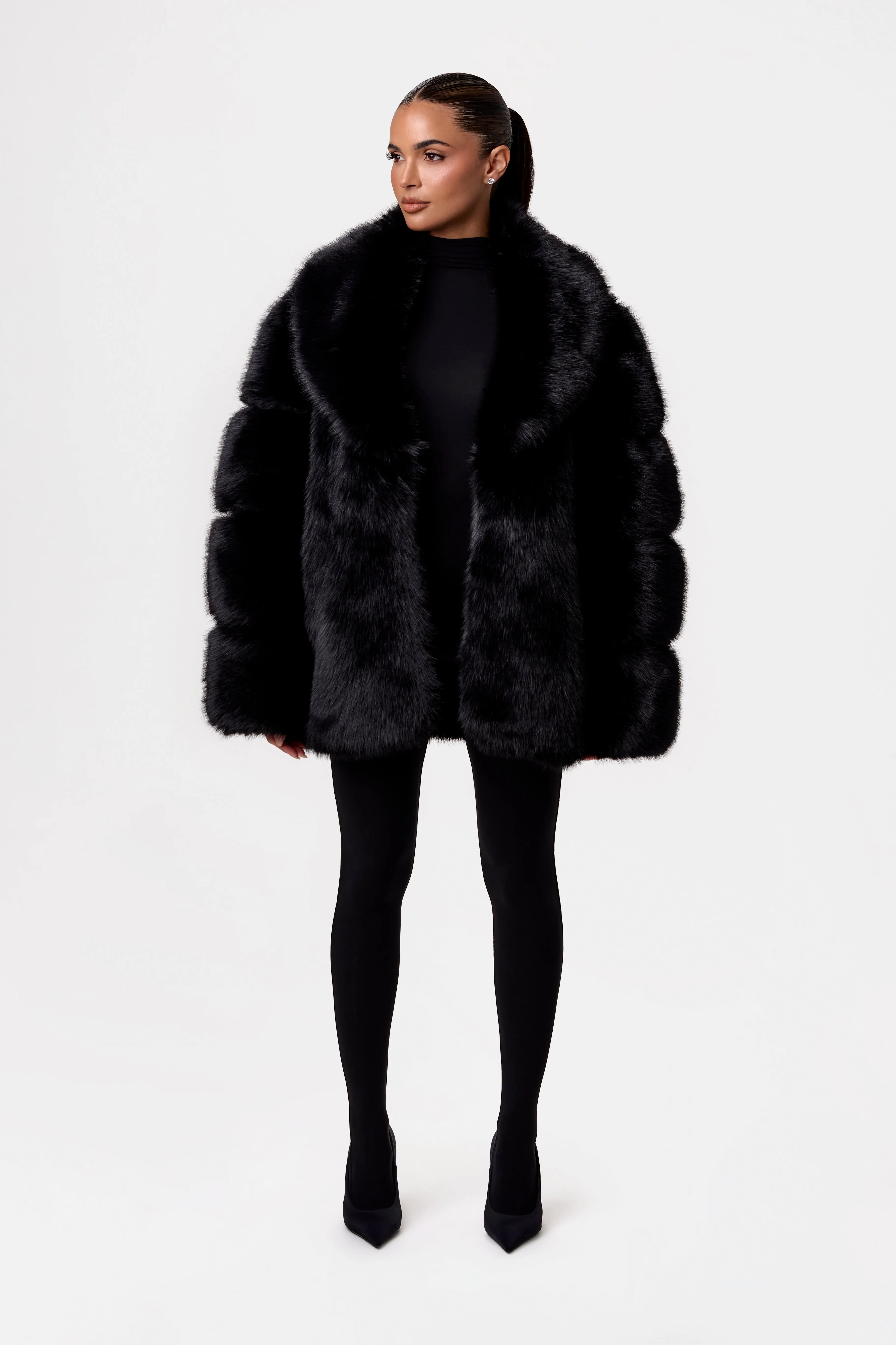 Faux Mink Oversized Fur Coat sold by Naked Wardrobe product image thumbnail 2