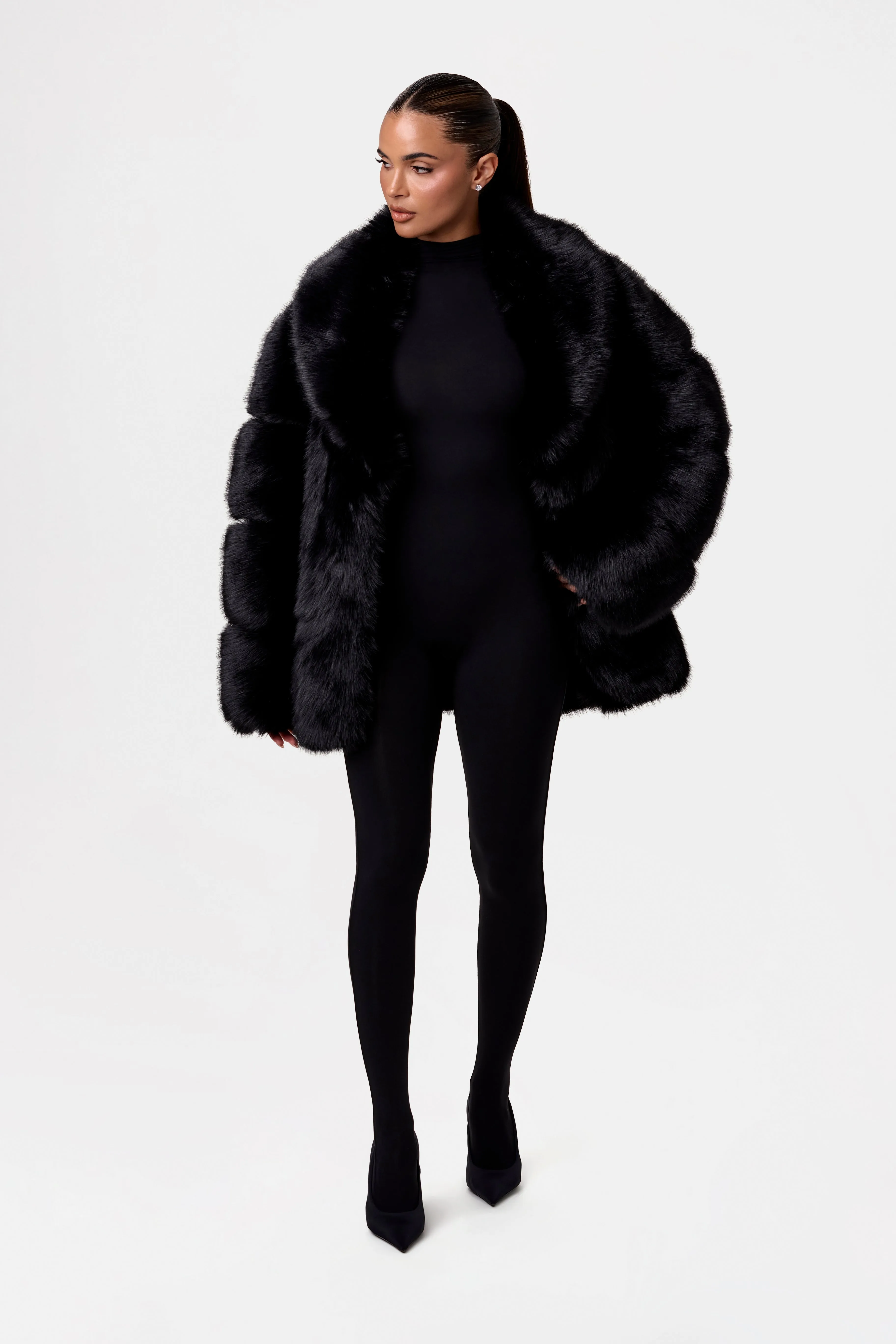 Faux Mink Oversized Fur Coat sold by Naked Wardrobe product image thumbnail 4